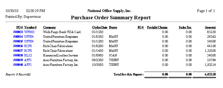 po report with account assignment